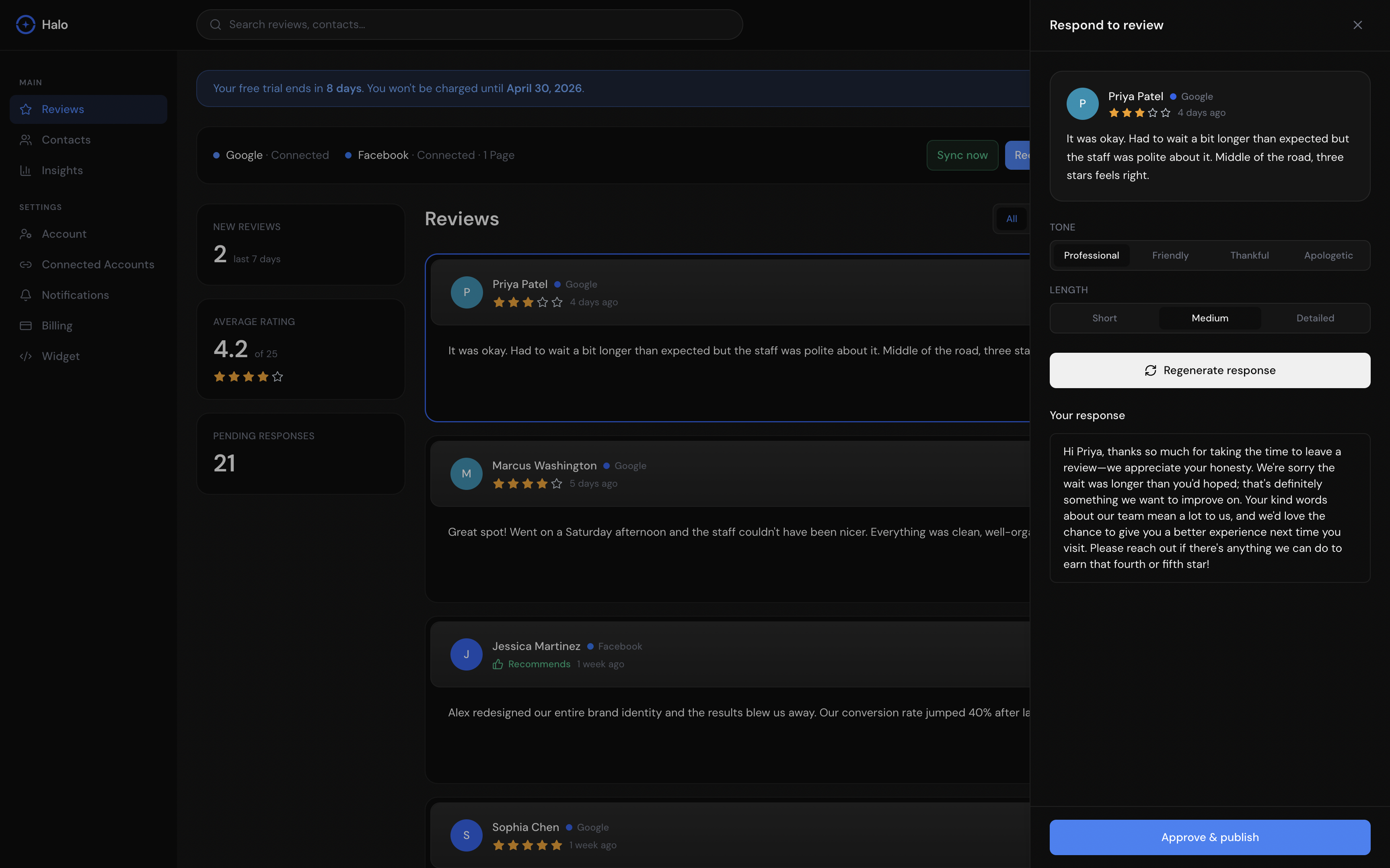 Halo AI response drafting